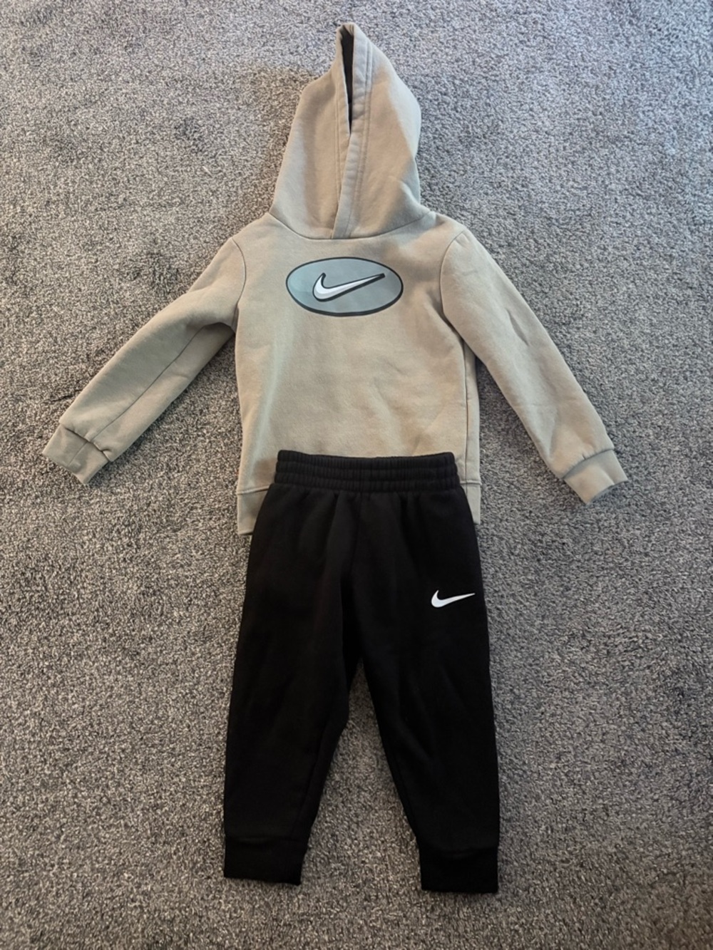 Nike Kids Beige Hoodie with Black Joggers Set